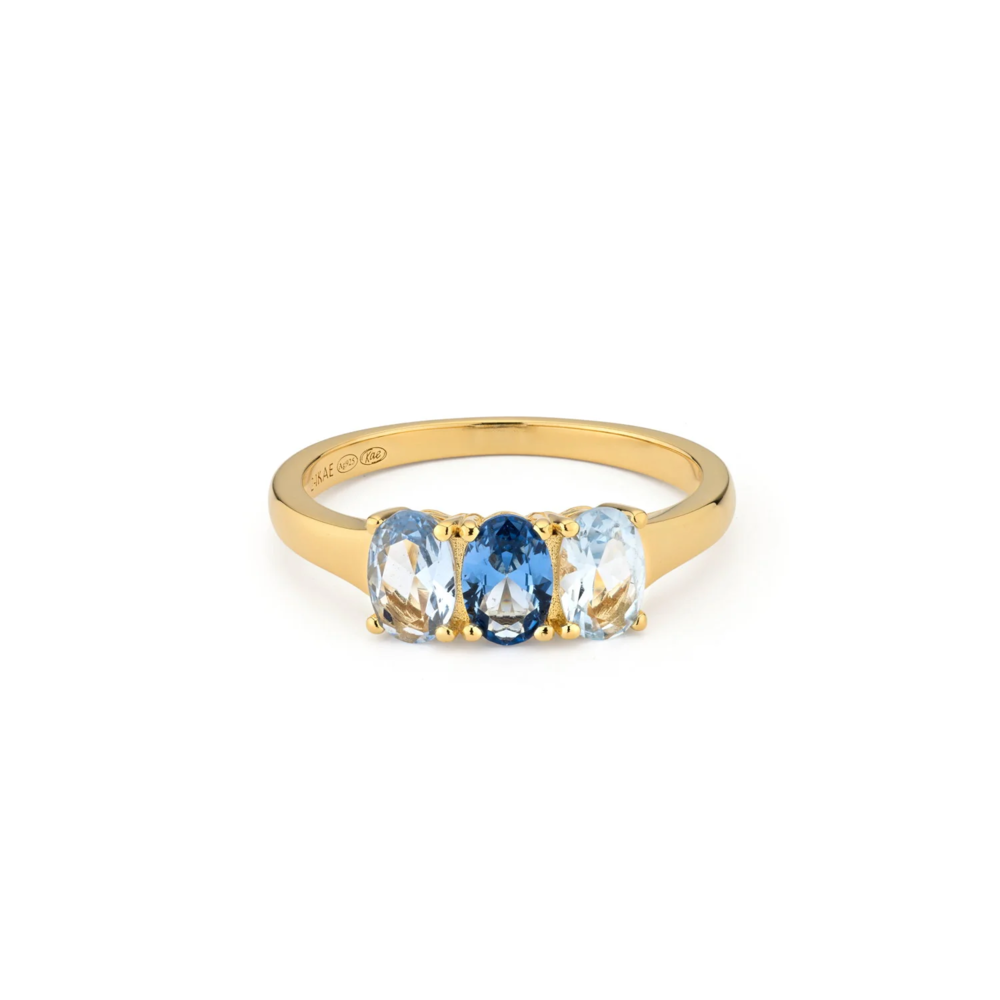 24Kae RING WITH COLORED STONES - GOLD/BLUE