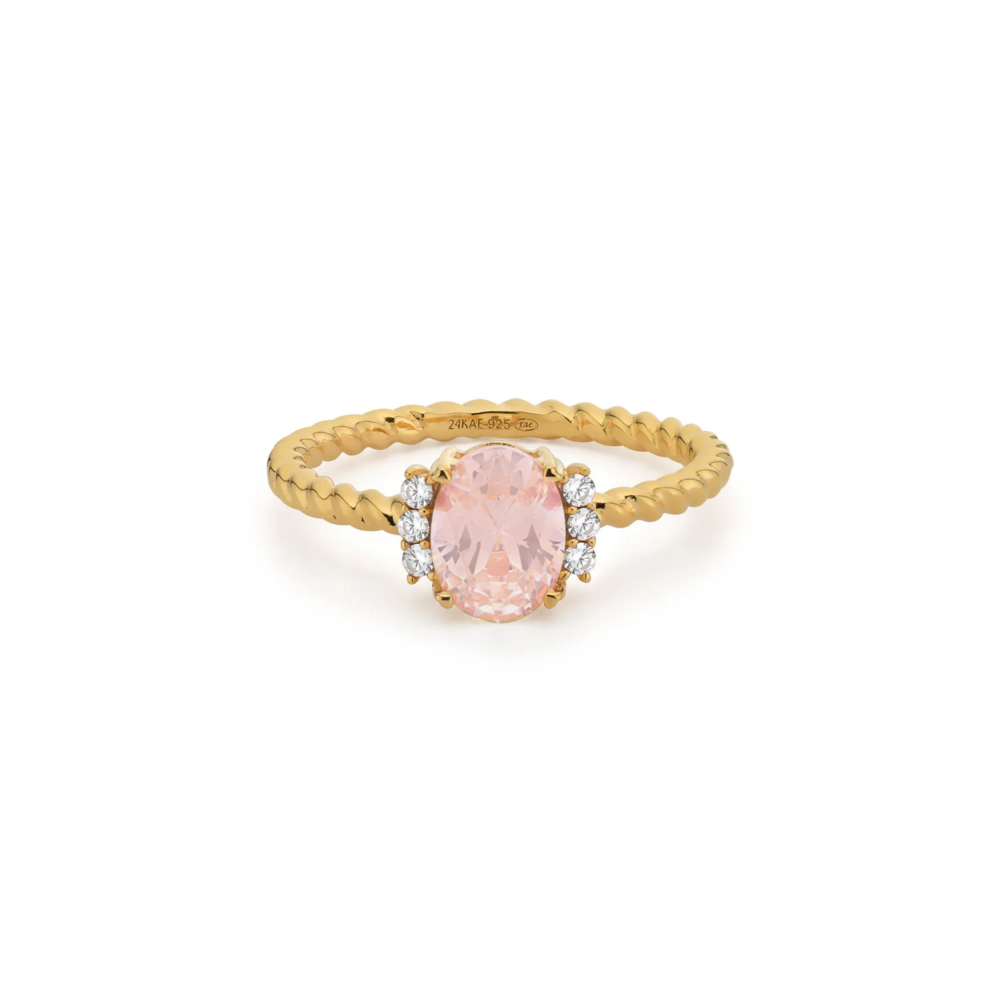 24Kae RING WITH STONES AND STRUCTURE - GOLD/PINK