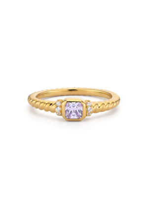 24Kae RING WITH COLORED STONES AND STRUCTURE - GOLD/PURPLE