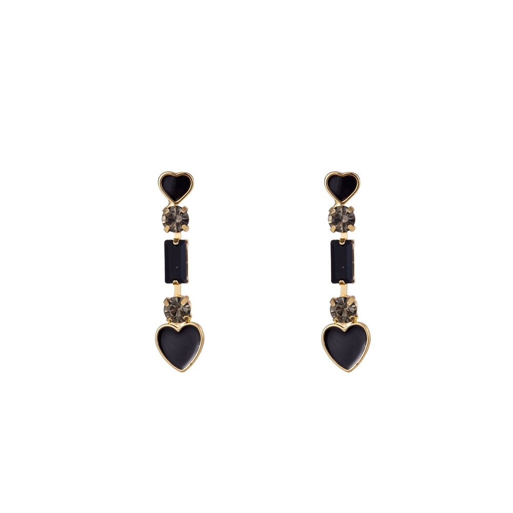 Day & Eve EARRING WITH HEART - BLACK/GOLD