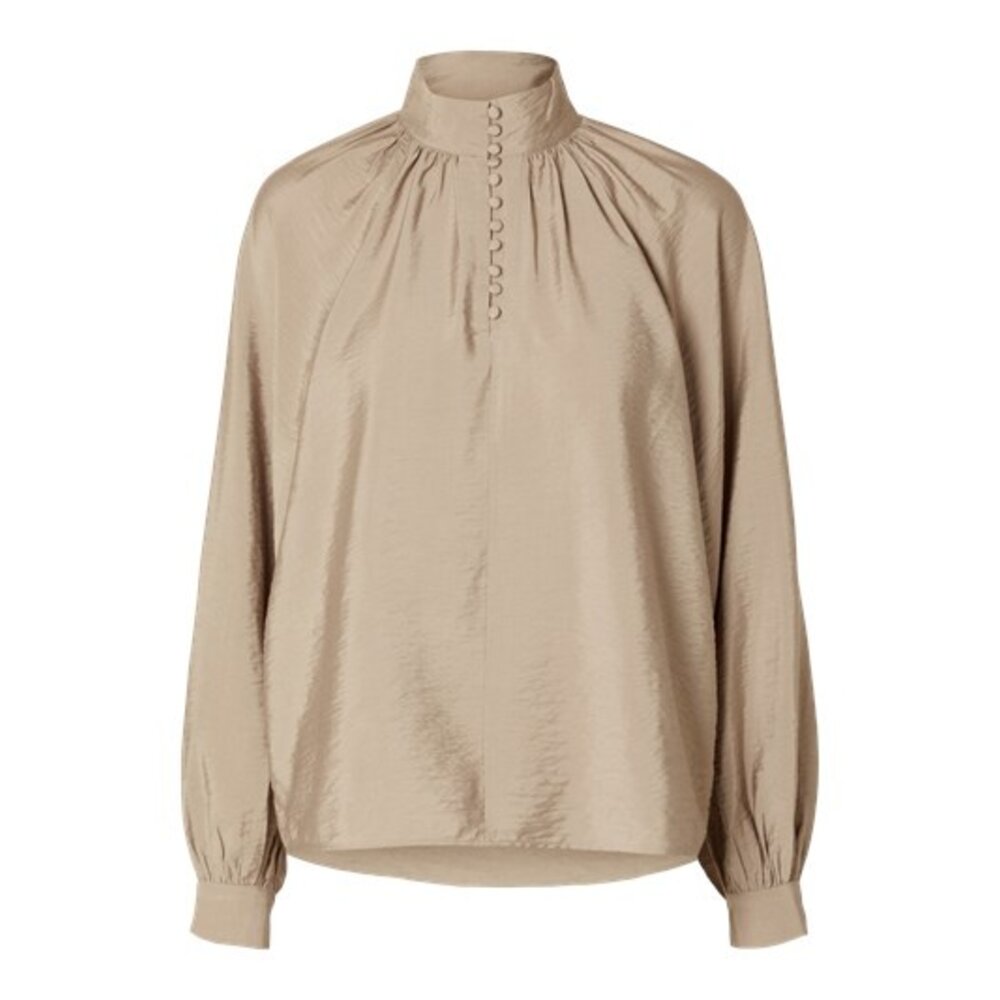 Selected Femme LOGAN HIGH NECK TOP - TAUPE