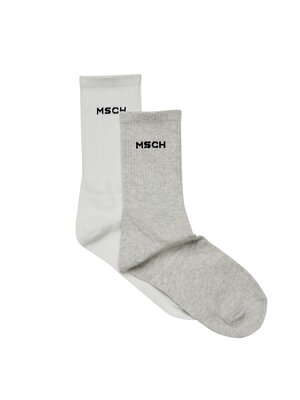 Moss Copenhagen SPORTY LOGO SOCKS - WHITE/GREY