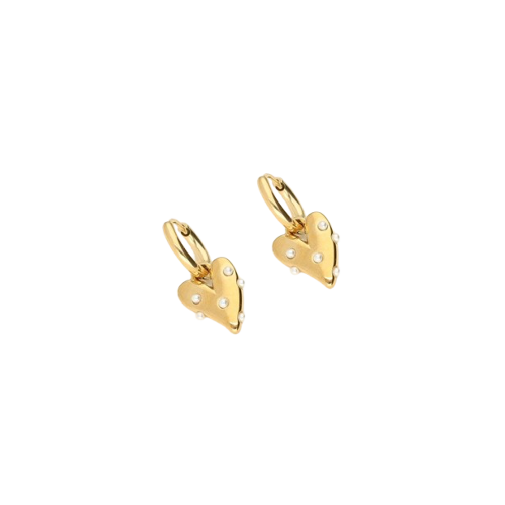 My Jewellery SMALL HEART PEARL EARRING - GOLD