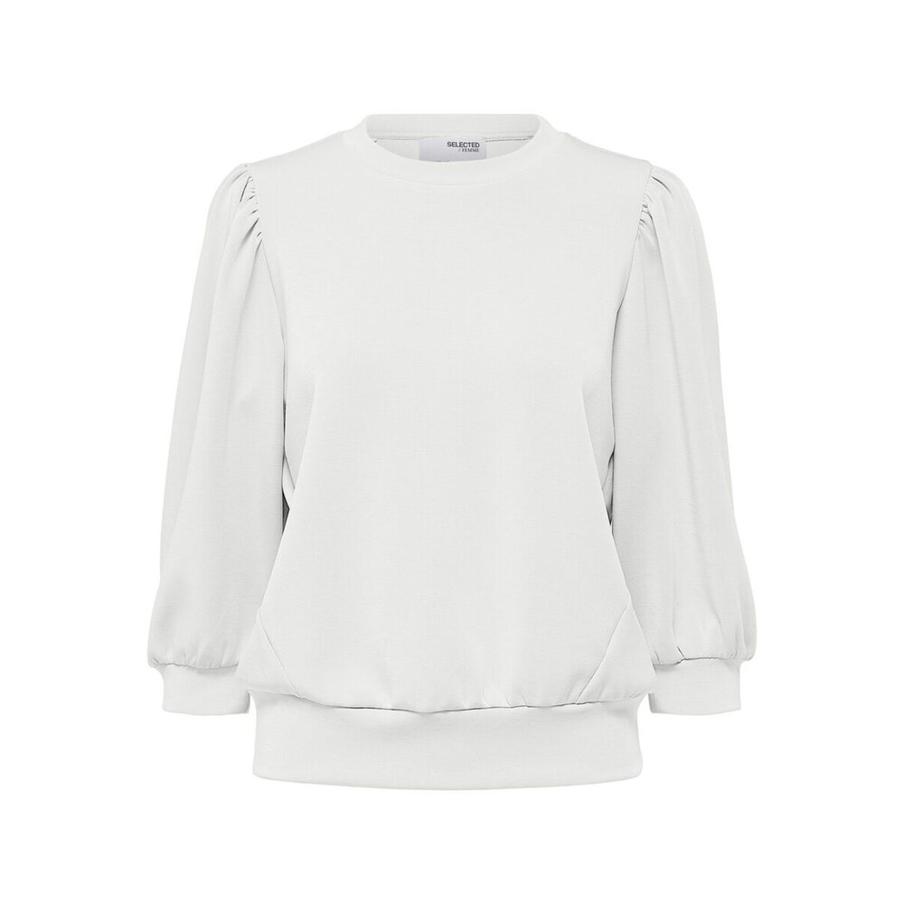 Selected Femme TENNY 3/4 SWEAT TOP - SNOW WHITE