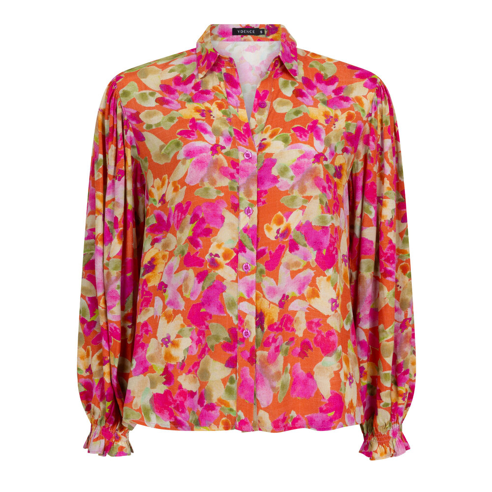 Ydence ALYSSA BLOUSE - FUCHSIA/GREEN