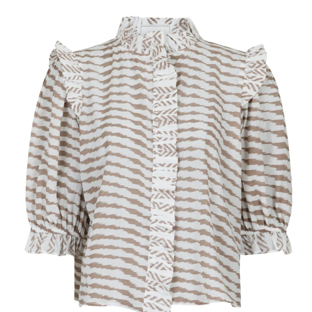 Neo Noir CHACHA GRAPHIC BLOUSE - SAND