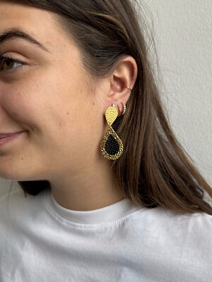 Santibe SÀNTIBÉ MINI BAKER EARRING - GOLD/BLACK