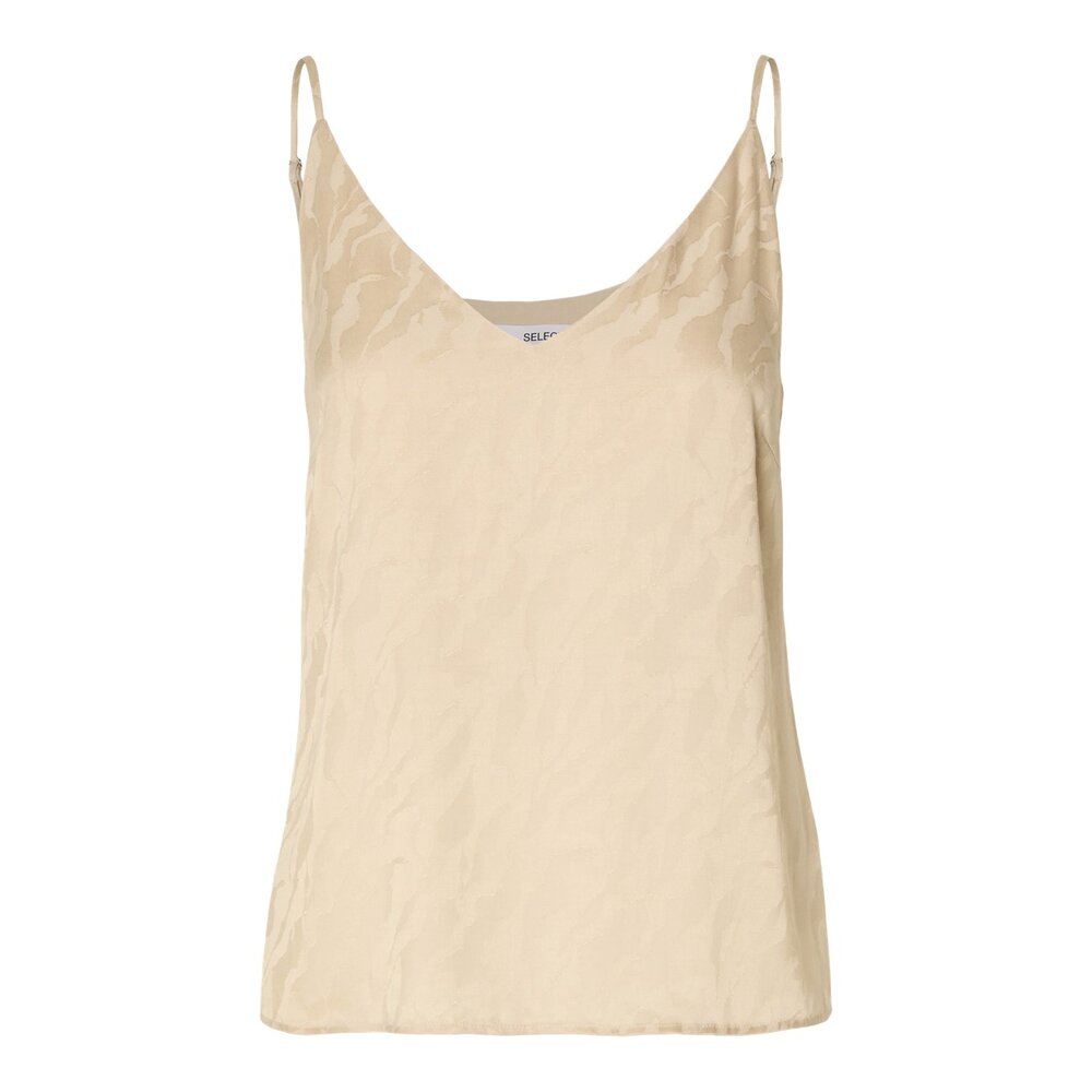 Selected Femme CONSTANZA CUPRO STRAP TOP - BEIGE