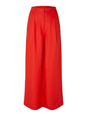 Selected Femme FLYRA HW WIDE LINEN PANTS - RED