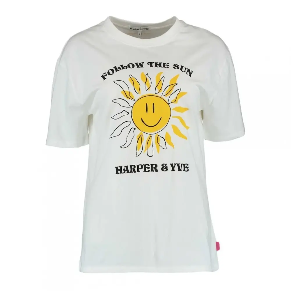 Harper & Yve SMILEY T-SHIRT - WHITE/YELLOW