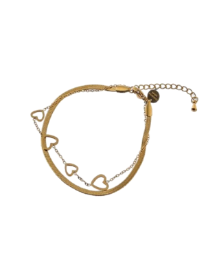 Day & Eve DOUBLE HEART BRACELET - GOLD