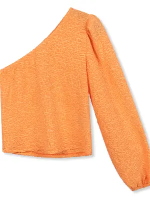 Refined Department CLEO KNITTED ONE-SHOULDER TOP - PEACH