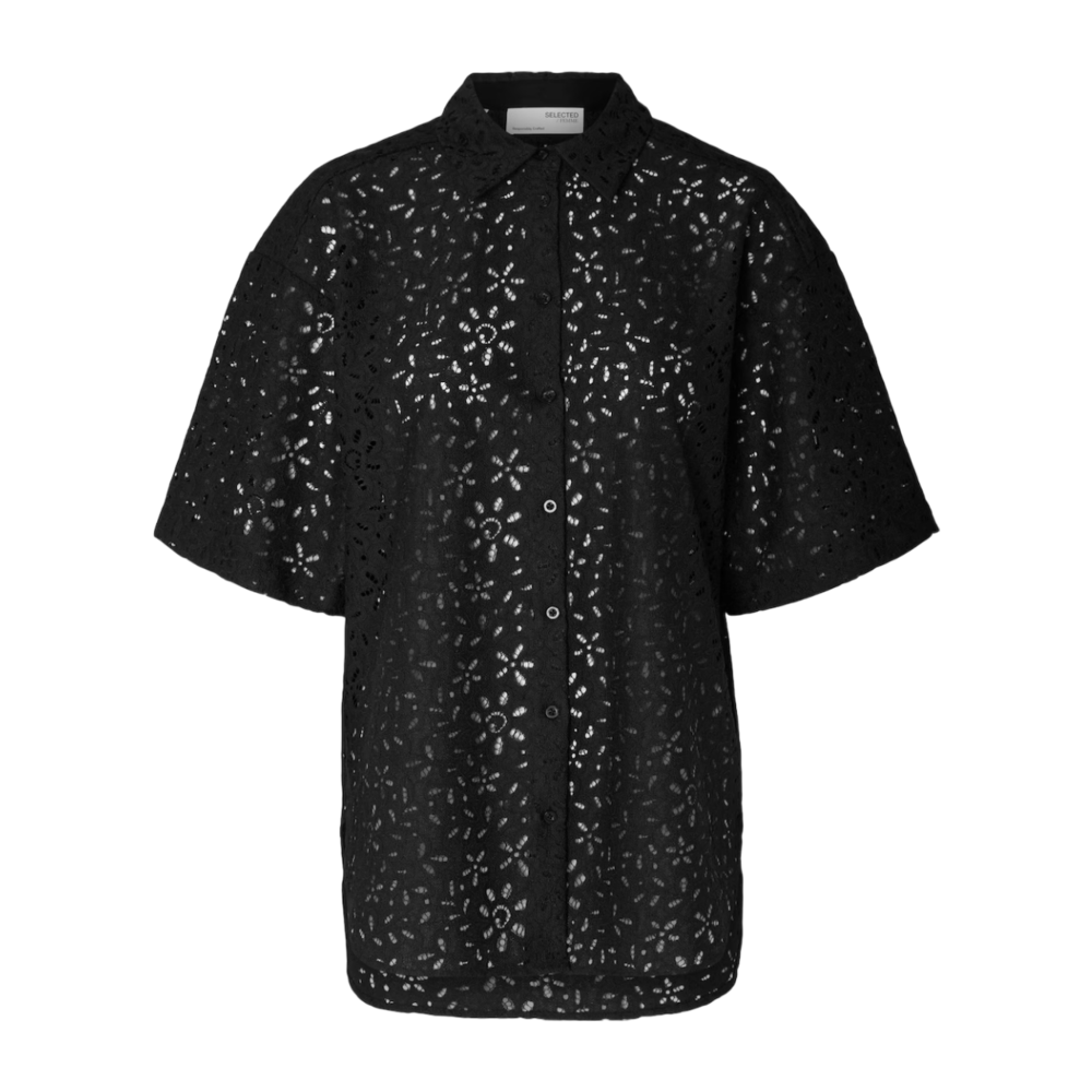 Selected Femme KAROLA LACE SHIRT - BLACK