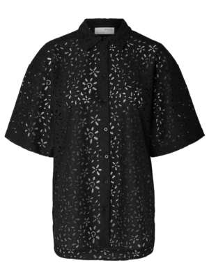 Selected Femme KAROLA LACE SHIRT - BLACK