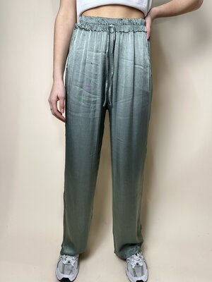 LOTZ & LOT SATIN PANTS - OLIVE GREEN