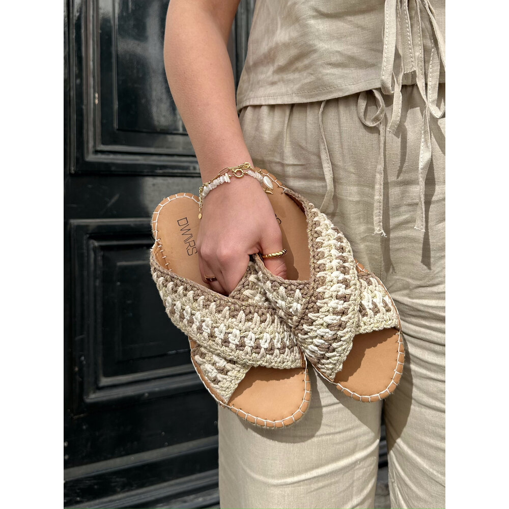 DWRS label CASABLANCA KNITTED FLIPFLOP- WHITE/TAUPE