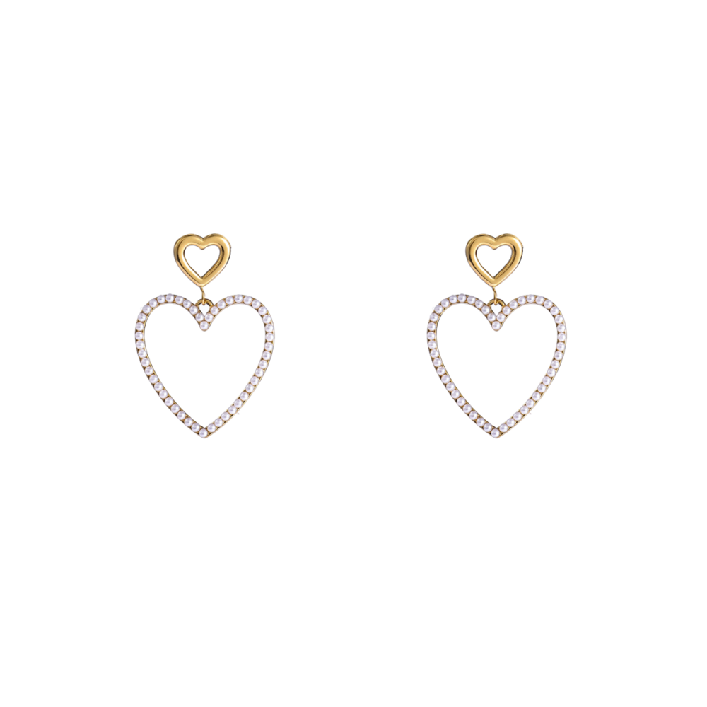 Day & Eve PEARL DOTS HEARTS EARRINGS - GOLD