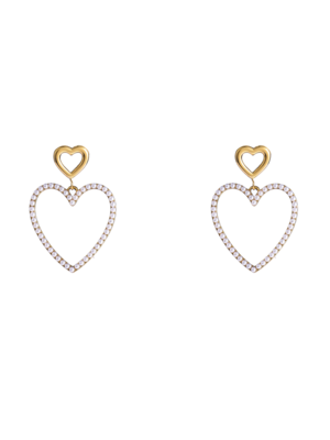 Day & Eve PEARL DOTS HEARTS EARRINGS - GOLD