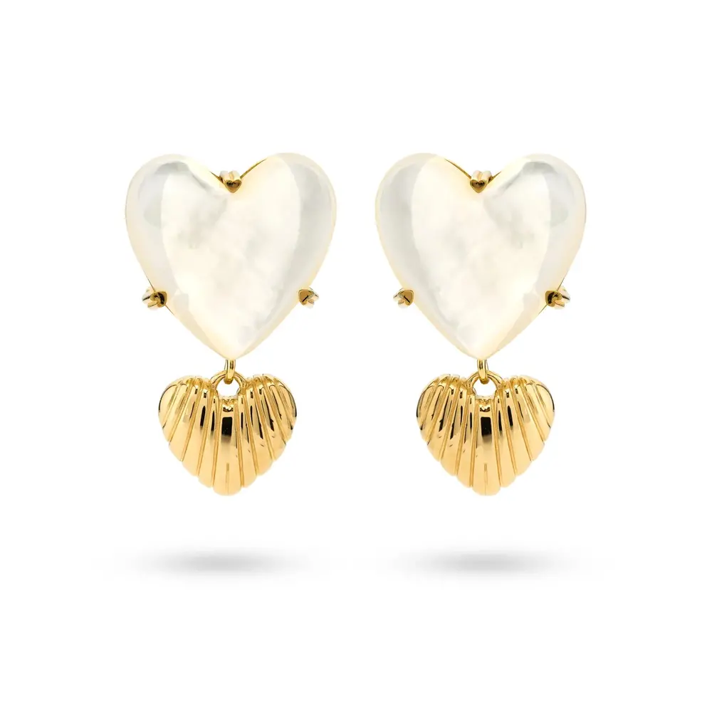 24Kae HEART OF PEARL EARRING - GOLD