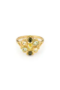 GREEN COLOURED STONES RING - GOLD