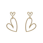 Day & Eve TWO DANGLING HEARTS EARRING - GOLD