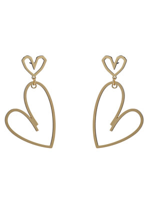 Day & Eve TWO DANGLING HEARTS EARRING - GOLD