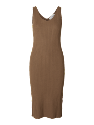 Selected Femme TRIXIE NEW KNIT MIDI DRESS - COCA MOCHA