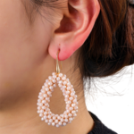 Day & Eve BEADS DROP EARRINGS - WHITE/PINK