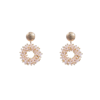BOLD BEADS ROUND EARRINGS - WHITE/GOLD