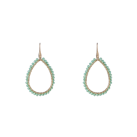 BEADS OPEN DROP EARRINGS - GOLD/MINT