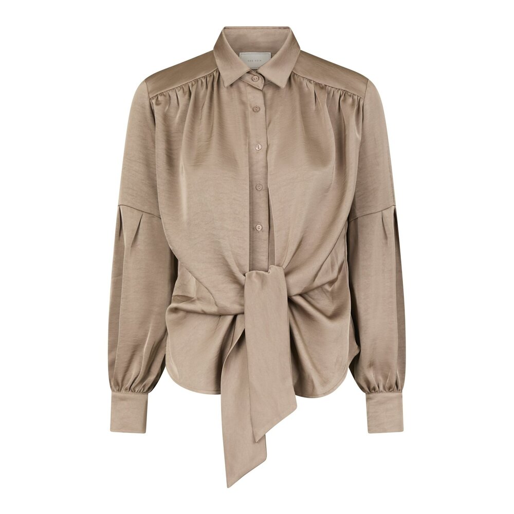 Neo Noir NAJA SATIN BLOUSE - DARK TAUPE