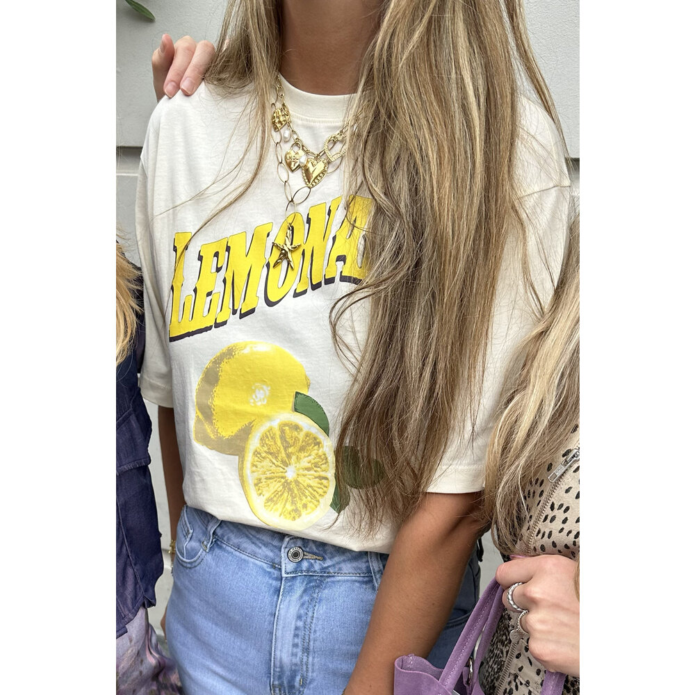 Refined Department BRUNA LEMONADE T-SHIRT - VINTAGE WHITE