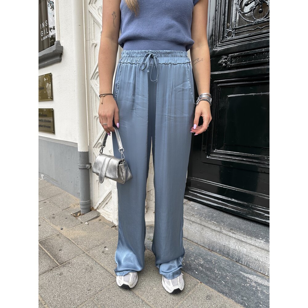 LOTZ & LOT SATIN PANTS - DUSTY BLUE ONE SIZE