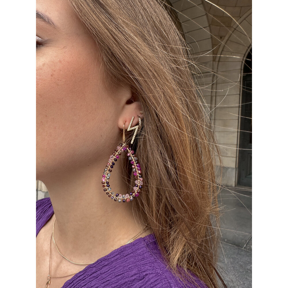 Day & Eve BEADS DROP EARRINGS - PURPLE/GOLD