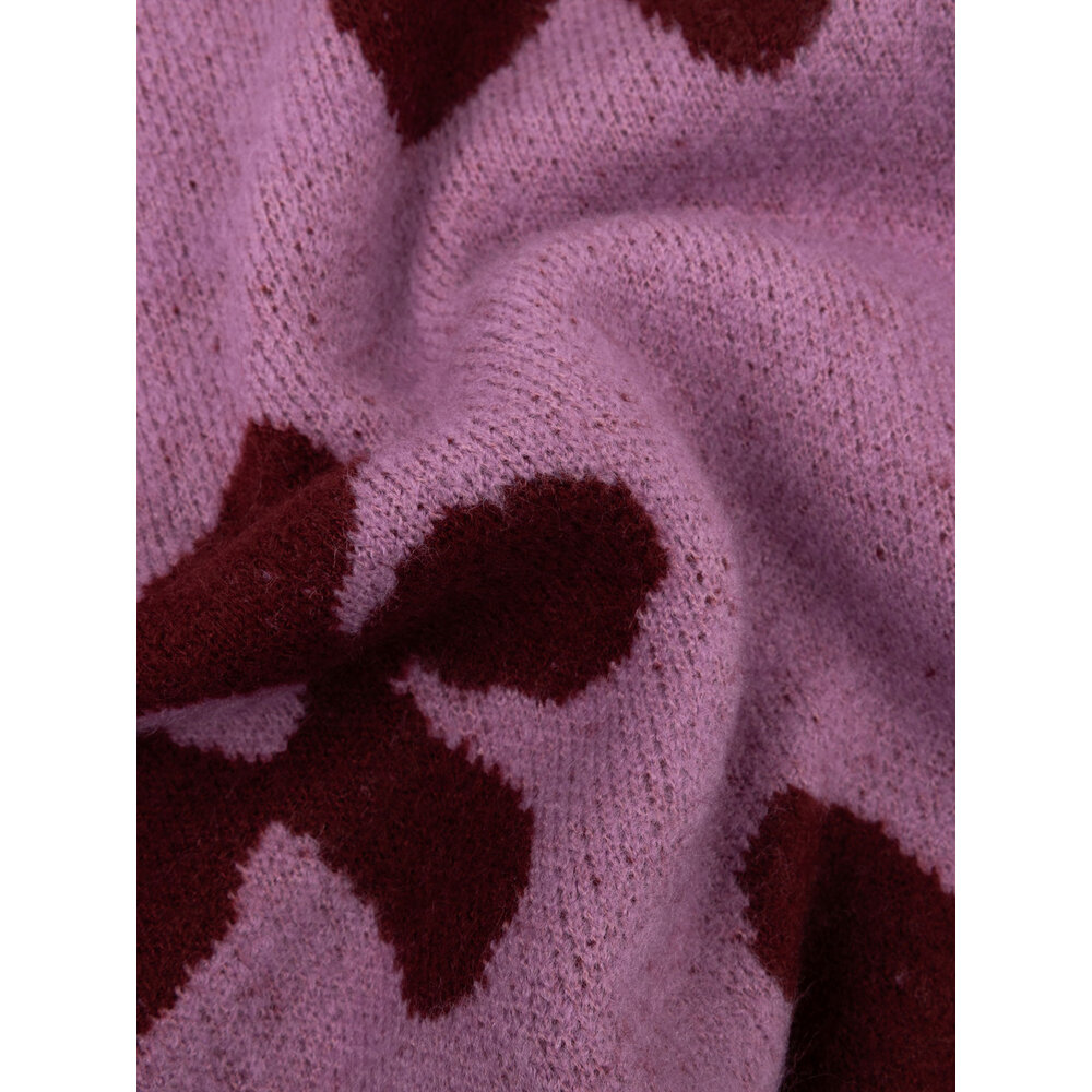 Ydence DAISIE KNITTED SWEATER - LILAC/BURGUNDY