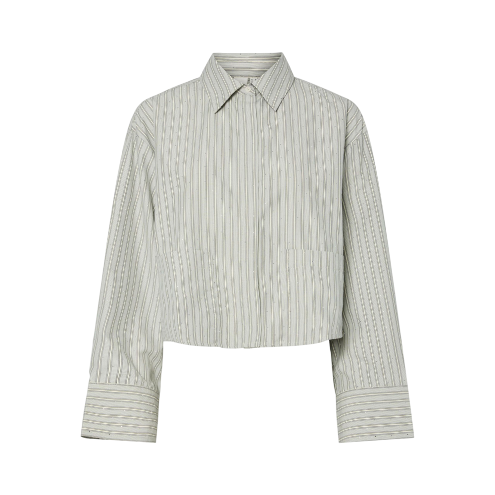 YAS LEE SHORT RHINESTONE SHIRT - STAR WHITE