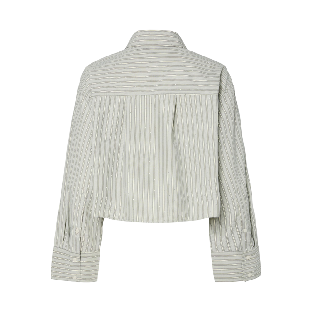 YAS LEE SHORT RHINESTONE SHIRT - STAR WHITE