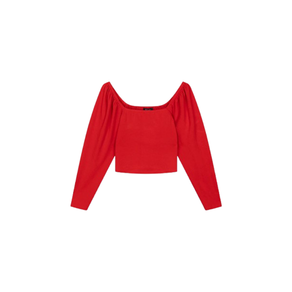 Refined Department CHERRY PUFFED SHOULDER TOP - RED