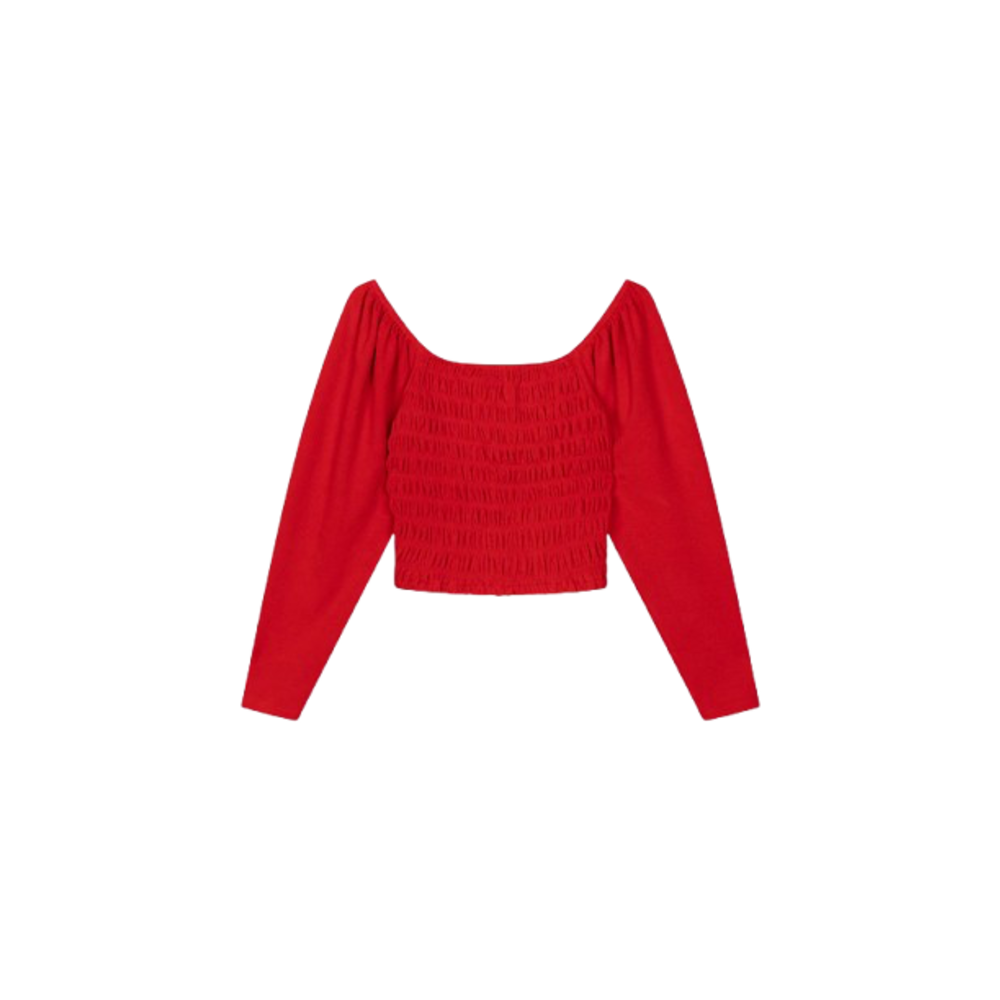 Refined Department CHERRY PUFFED SHOULDER TOP - RED