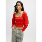 Refined Department CHERRY PUFFED SHOULDER TOP - RED