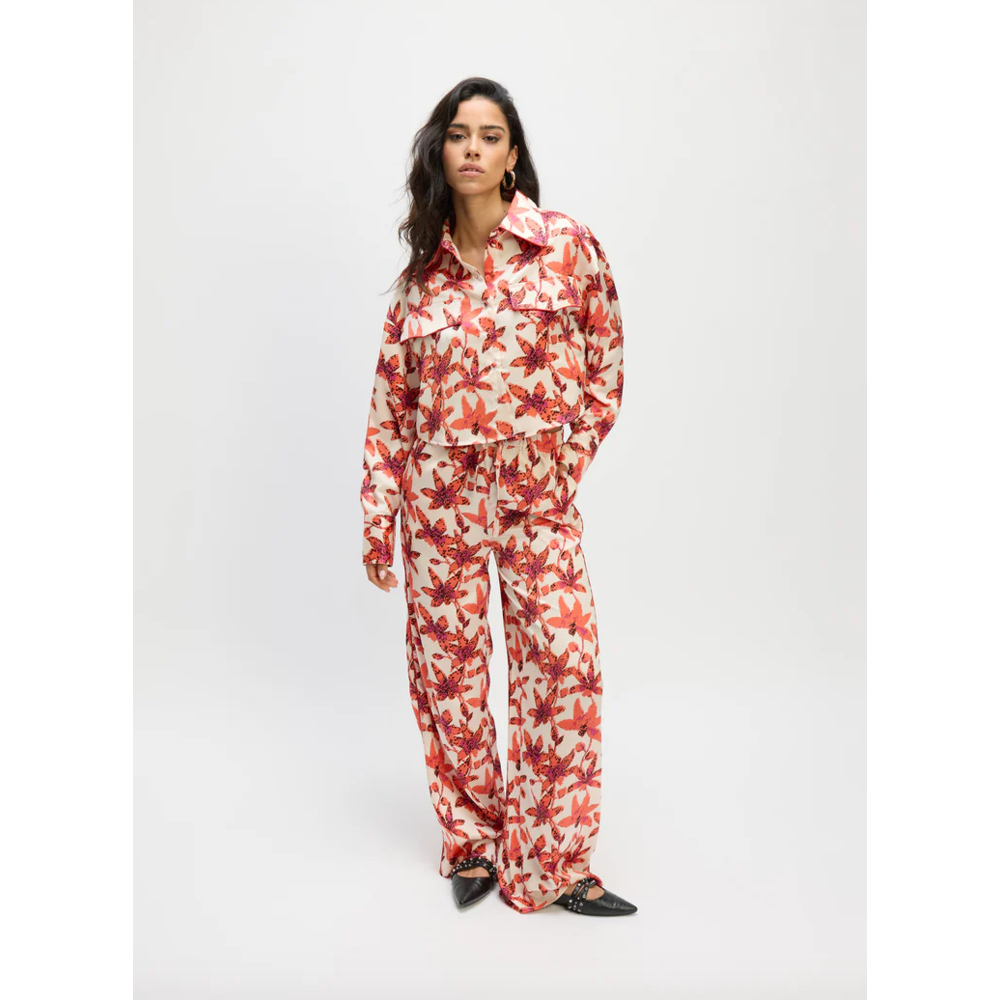 Refined Department SEM PRINTED PANTS - RED
