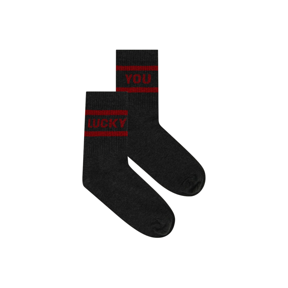 LUCKY SPARKLE DARK GREY SOCKS - WINE BY BAR LUCKY SPARKLE DARK GREY SOCKS - WINE