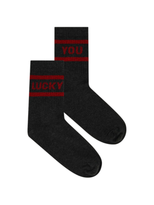BY BAR LUCKY SPARKLE DARK GREY SOCKS - WINE