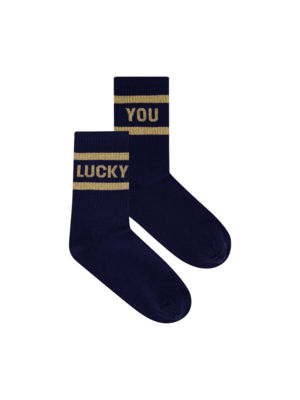 BY BAR LUCKY SPARKLE NAVY SOCKS - GOLD