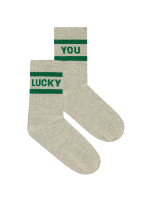 BY BAR LUCKY SPARKLE GREY SOCKS - SPRING GREEN