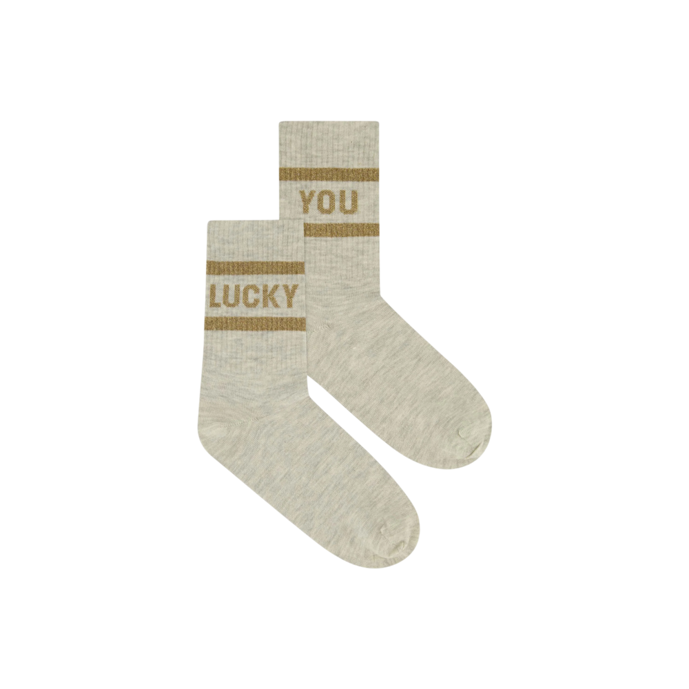 LUCKY SPARKLE GREY SOCKS - GOLD BY BAR LUCKY SPARKLE GREY SOCKS - GOLD