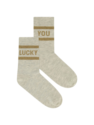 BY BAR LUCKY SPARKLE GREY SOCKS - GOLD