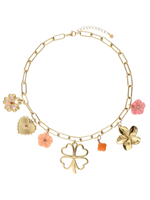 My Jewellery CLOVER & FLOWERS CHARM NECKLACE - GOLD