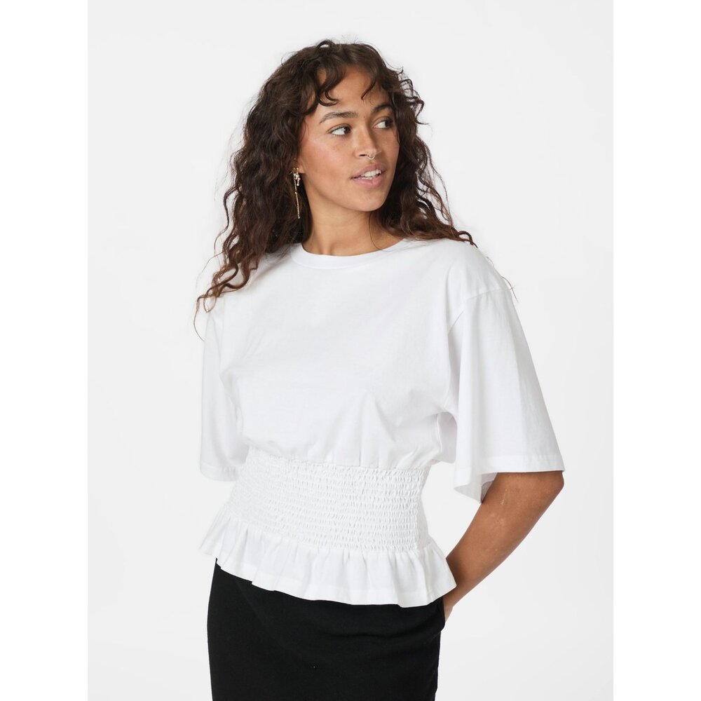 Neo Noir DRAY BOXY SMOCH TEE - WHITE