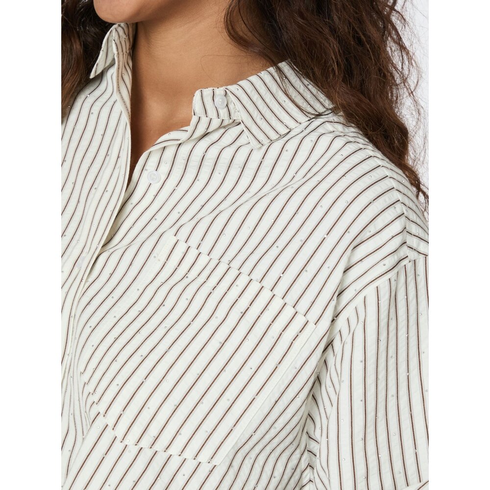 Neo Noir DALMA CREPE STONE SHIRT - BROWN